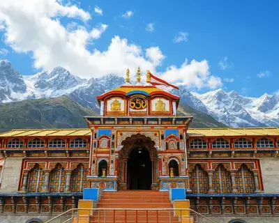 Colorful Badrinath Temple facade, the final spiritual stop of your chardham yatra package.